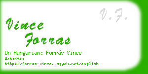 vince forras business card